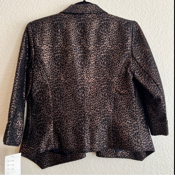 Alberto Makali Animal Print Blazer Brown Textured Open Front Jacket Cardigan - Picture 2 of 8